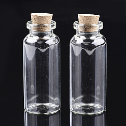 Clear Glass Jar Glass Bottles Bead Containers, with Cork Stopper, Wishing Bottle, Clear, 60x25mm, Hole: 12.5mm, Capacity: 28ml(0.94 fl. oz)