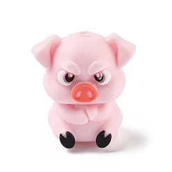 Свинья Силиконовые фокусные шарики, розовые, свинья, 23x21x15 мм, отверстие : 2 мм