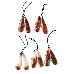 Красная Радужная Яшма Подвески из натуральной красной радуги яшмы, слезинки, 44.5x12x4.5 мм, отверстие : 0.9 мм