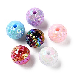 (52) Непрозрачная лаванда Непрозрачные акриловые бусины с УФ-покрытием, радужный, круглые, разноцветные, 16 мм, отверстие : 3 мм