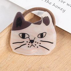 Розово-Коричневый Симпатичные пластиковые резинки для волос в форме кошки из ПВХ, Резинки для волос, Держатель конского хвоста, розово-коричневый, 38x40 мм