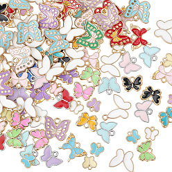 Бабочка 120 шт 6 стили подвески из сплава эмали, золотые, бабочка, 8~14x8.4~16x1.5~2 мм, отверстие : 1.2~2 мм, 20 шт / стиль