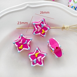 Звезда Непрозрачные акриловые бусины, красочный, звезда, 23x26 мм