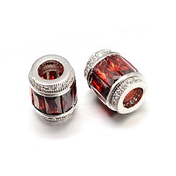 Платина Колонка латунные микро проложить кубического циркония большое отверстие бусы, без свинца, без никеля и без кадмия, платина, 12x9 мм, отверстие : 5 мм