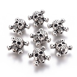 Antique Silver CCB Plastic Beads, Skull, Antique Silver, 23.5x26.5x16.5mm, Hole: 3mm