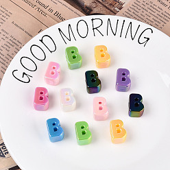 Letter B УФ-покрытие непрозрачные акриловые европейские бусины, бусины с большим отверстием, разноцветные, В письме, 20.5x15x13.5 мм, отверстие : 6 мм