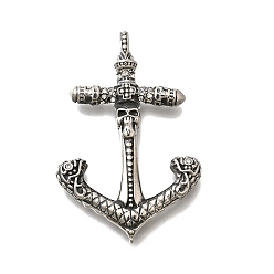Античное Серебро 316l подвески из нержавеющей стали с микропаве из прозрачного кубического циркония, лодочный якорь, античное серебро, 62.5x40x7 мм, отверстие : 4.5 мм