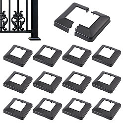 Black Square Plastic Post Base Cover Plates Decorative, Black, 176x176x44mm