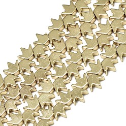 Light Gold Plated Electroplate Non-magnetic Synthetic Hematite Beads Strands, Crown, Light Gold Plated, 6.5x8x3mm, Hole: 1mm, about 82~84pcs/strand, 14.96 inch~15.75 inch(38~40cm)