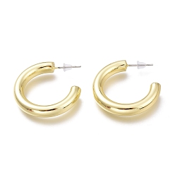 Echt 18 k vergoldet Halbe Creolen aus Messing, mit Stahlstift und Kunststoffmuttern, langlebig überzogen, Ring, echt 18 k vergoldet, 28.7 mm, Stift: 0.6 mm