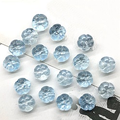 Aqua Transparent Glass Beads, Pumpkin, Aqua, 10x10x7mm, Hole: 1.2mm