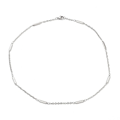 Нержавеющая Сталь Цвет Не тускнеет 304 ожерелье из прямоугольной цепочки из нержавеющей стали, цвет нержавеющей стали, 17.76 дюйм (45.1 см)