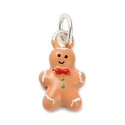 Gingerbread Man Подвески из эмалевого сплава с рождественской тематикой, с целью перехода в кольце, Колобок, 18x10x5 мм, отверстие : 5 мм