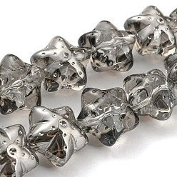 Темно-Серый Нити прозрачных стеклянных бусин с жемчужным покрытием, гальваническим покрытием, морская звезда, темно-серый, 16.5x16.5x11.5 мм, отверстие : 1.4 мм, около 40 шт / нитка, 24.41'' (62 см)