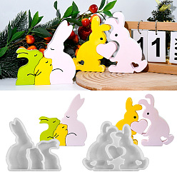 Белый Пасхальные силиконовые формы, формы для литья смолы, для уф-смолы, изготовление изделий из эпоксидной смолы, кролик с сердцем, белые, 155x205x22 мм, внутренний диаметр: 40 мм