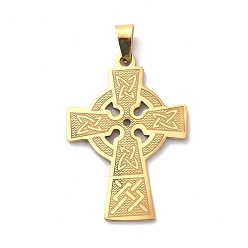 Oro 201 colgantes de acero inoxidable, cruz encanto, dorado, 38x26x1 mm, agujero: 7.5x4 mm
