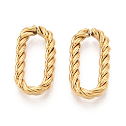 Настоящее золото 18K 304 Быстроразъемные соединения из нержавеющей стали, витое овальное кольцо, ионное покрытие (ip), реальный 18 k позолоченный, 17.5x9.1x2.5 мм