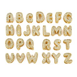 Letter A~Z Латунные микро проложить кубического циркония слайд прелести, стойки покрытие, без свинца и без кадмия, долговечный, золотые, Письмо ~ Z, 7.5~9x3.5~8.5x5 мм, отверстие : 2.5x1.8 мм