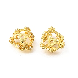 Настоящее золото 18K Цветок латуни крышки шарика, долговечный, без кадмия и без свинца, стойки покрытие, реальный 18 k позолоченный, 14x13.5x5 мм, отверстие : 1.6 мм