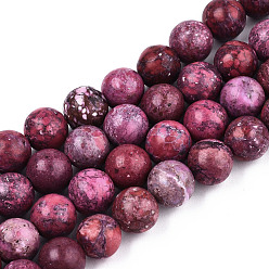 Камелия Бусы из натуральной американской бирюзы, окрашенная и подогревом, круглые, камелия, 8 мм, отверстие : 1 мм, около 45~46 шт / нитка, 15-1/8 дюйм (38.5 см)