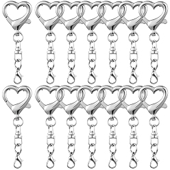 Платина 20 поворотные застежки из сплава шт., сердце, с карабин-лобстерами , платина, 60 мм