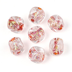 Индийский Красный Ручной работы бусины фольги, кубоид, граненые, Индийская красная, 12~13x10.2~11x10.2~11 мм, отверстие : 1.2~1.5 мм, около 40 шт / нитка, 19.29~19.69'' (49~50 см)