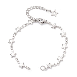 Нержавеющая Сталь Цвет 304 изготовление браслета-цепочки со звездообразными звеньями из нержавеющей стали, подходит для соединительных шармов, не тускнеет, цвет нержавеющей стали, 6 дюйм (15.2 см), отверстие : 3.6 мм