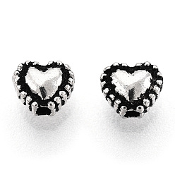 Antique Silver 925 Sterling Silver Beads, Heart, Antique Silver, 5x4x3mm, Hole: 1mm