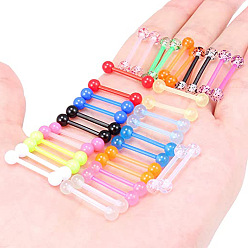 (52) Непрозрачная лаванда 36шт. набор акриловых прямых колец для языка типа штанга, светящихся в темноте, кольца для сосков, разноцветные, 16 мм, штифты : 1.6 мм, Руководитель: 5 mm