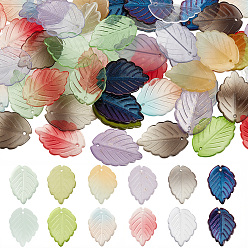 Couleur Mélangete 70 pcs galvanoplastie perles de verre transparentes, feuille, couleur mixte, 23.5~24x17~17.5x2.5~3mm, Trou: 1.2mm