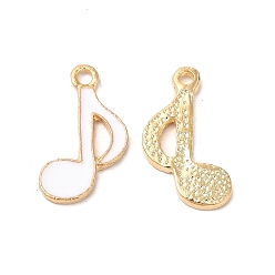Белый Подвески из эмали и сплава, без кадмия, без никеля и без свинца, золотые, очарование музыкальной ноты, белые, 18.5x11x1.5 мм, отверстие : 1.8 мм