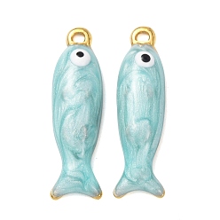 Бледно-бирюзовый 304 подвески из нержавеющей стали, с эмалью, рыбы прелести, реальный 18 k позолоченный, ионное покрытие (ip), бледные бирюзовая, 28x8x5 мм, отверстие : 1.6 мм