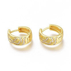 Golden Messing Micro Pave klare Zirkonia Huggie Creolen, langlebig überzogen, Ring, golden, 14x15x6 mm, Stift: 1x0.7 mm