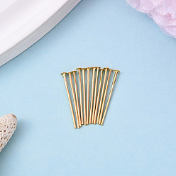 Настоящее золото 18K Латунные шпильки с плоской головкой, без никеля , долговечный, реальный 18 k позолоченный, 19.5x0.7 мм, Руководитель: 2 mm