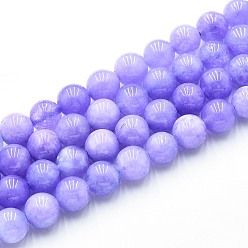 Средний Синий Шифер Природного кварца нитей бисера, окрашенные, круглые, имитация синего кружевного агата, средний грифельно-синий, 8~8.5 мм, отверстие : 0.9~1 мм, около 45~47 шт / нитка, 14.96~15.35 дюйм (38~39 см)