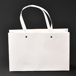 Белый Прямоугольные бумажные пакеты, с нейлоновыми ручками, для подарочных пакетов и сумок, белые, 29x0.4x19 см