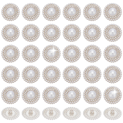 Серебро 36шт 1-отверстие цинковый сплав стержень кнопки, с абс пластмассовыми шариками, полукруглый, серебряные, 21.5x10 мм, отверстие : 2 мм