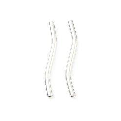 Посеребрённый Латунные волнистые трубчатые бусины, долговечный, без свинца и без кадмия, стойки покрытие, 925 серебро покрытием, 19x1.5 мм, отверстие : 0.7 мм