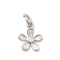 Платинированный Латунные микро проложить кубического циркония прелести, цветок, долговечный, стойки покрытие, с целью перехода в кольце, Реальная платина, 10.5x8.5x1.7 мм, отверстие : 3.2 мм