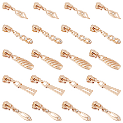 Light Gold 30Pcs 5 Style Zinc Alloy Zipper Puller, Garment Accessories, Light Gold, 4.8~5.5x0.95~1.3x0.9cm, 6pcs/style