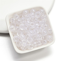 Белый Европейский бусы акриловые, бусины с большим отверстием, баррель, белые, 9x6 мм, отверстие : 4 мм, 50 шт / пакет