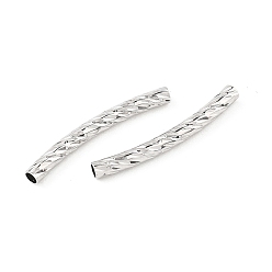 Real Platinum Plated SHEGRACE Brass Beads, Curved Tube Beads, Cadmium Free & Nickel Free & Lead Free, Real Platinum Plated, 20x2mm, Hole: 1.5mm