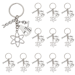 Платина 12шт. брелки из сплава, с железными кольцами, разнообразные, платина, 90 мм
