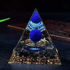 Ляпис-Лазурь Пирамида из натурального камня лазурита и оргона, портивный генератор энергии, Целебная каменная пирамида для борьбы со стрессом, принести удачу и богатство, 60 мм