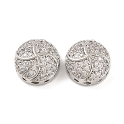 Платина Латунные микропаве из прозрачного кубического циркония, без кадмия, без никеля и без свинца, плоско-круглые, платина, 11.5x6 мм, отверстие : 1.4 мм