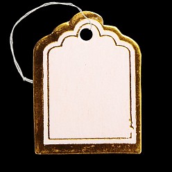 Dunkelgolden Rechteck leere Hang-Tag, Schmuck-Display Papier Preisschilder, mit Baumwollkordel, golden, 23x17.5x0.2 mm, Loch: 2 mm, 500 Stück / Beutel