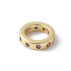 Разноцветный Латунные микро проложить Цирконий Европейский бисером, плоско-круглые, стойки покрытие, долговечный, без свинца и без кадмия, красочный, 8.5x2 мм, отверстие : 5.5 мм