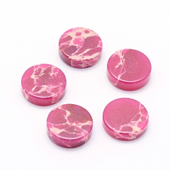 Flamingo Synthetic & Dyed Regalite/Imperial Jasper/Sea Sediment Jasper Cabochons, Impression Jasper Flat Round, Flamingo, 9.5x2.5mm