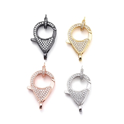 (52) Непрозрачная лаванда Латунные микро проложить кубического циркония когтя омара застежками, с поручнями/трубчатыми поручнями, прозрачные, разноцветные, застежка : 26.5x17.5x5.5 mm, отверстие : 2.5 мм, трубчатые поручни: 9.5x7.5x2мм, отверстие : 1.2 мм