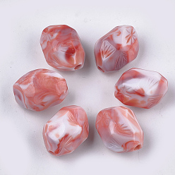 Tomate Acryl-Perlen, Nachahmung Edelstein-Stil, Ton zwei, Nuggets, Tomate, 20.5x17x13.5 mm, Bohrung: 3 mm, ca. 195 Stk. / 500 g